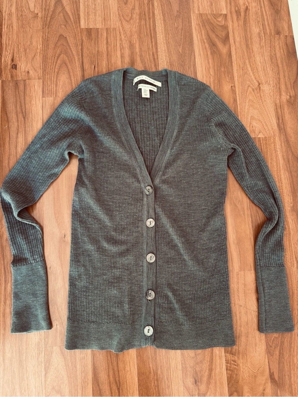 Classic light brown V-Neck Button Cardigan - 100% wool